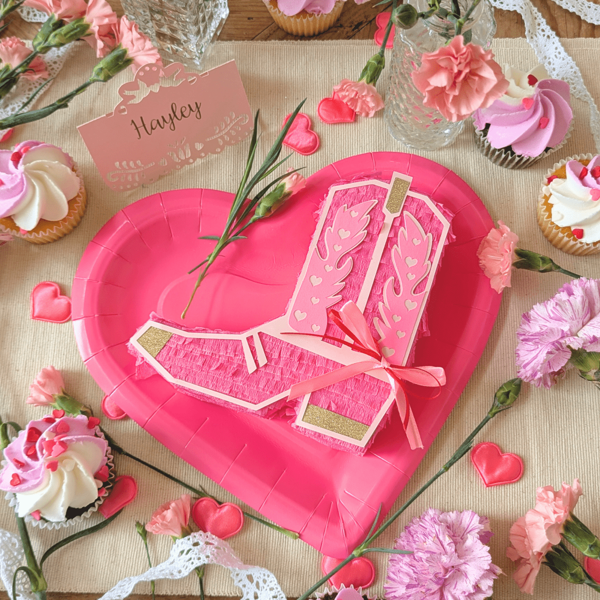 Pink Valentine Cowboy Boot Gift Box - Lula Flora