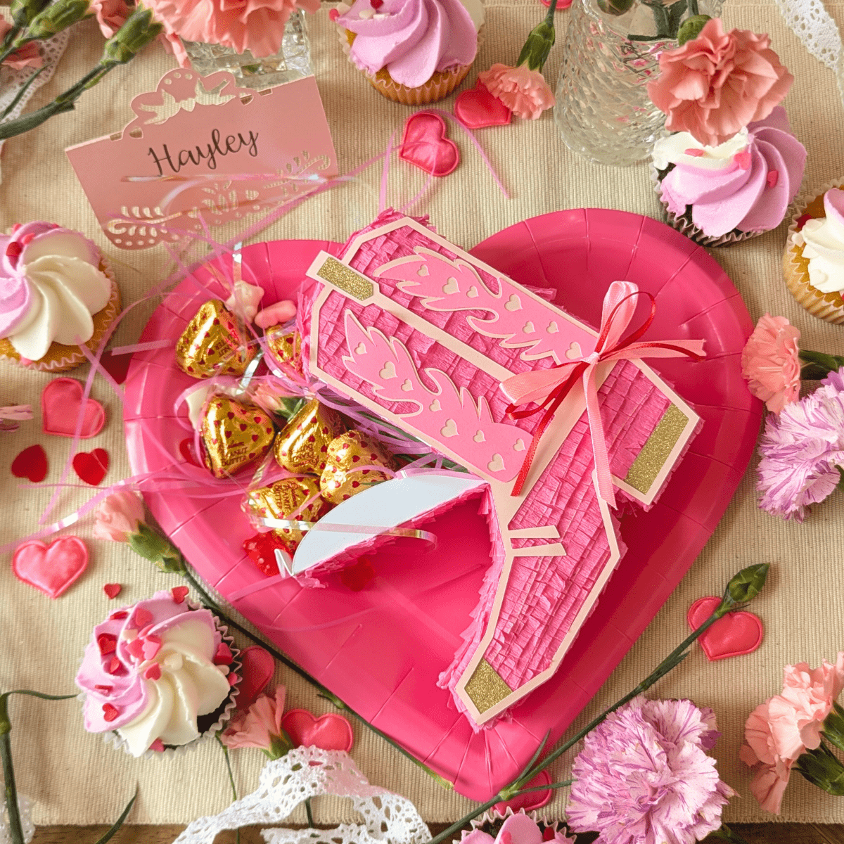 Pink Valentine Cowboy Boot Mini Piñata Gift Box - Lula Flora