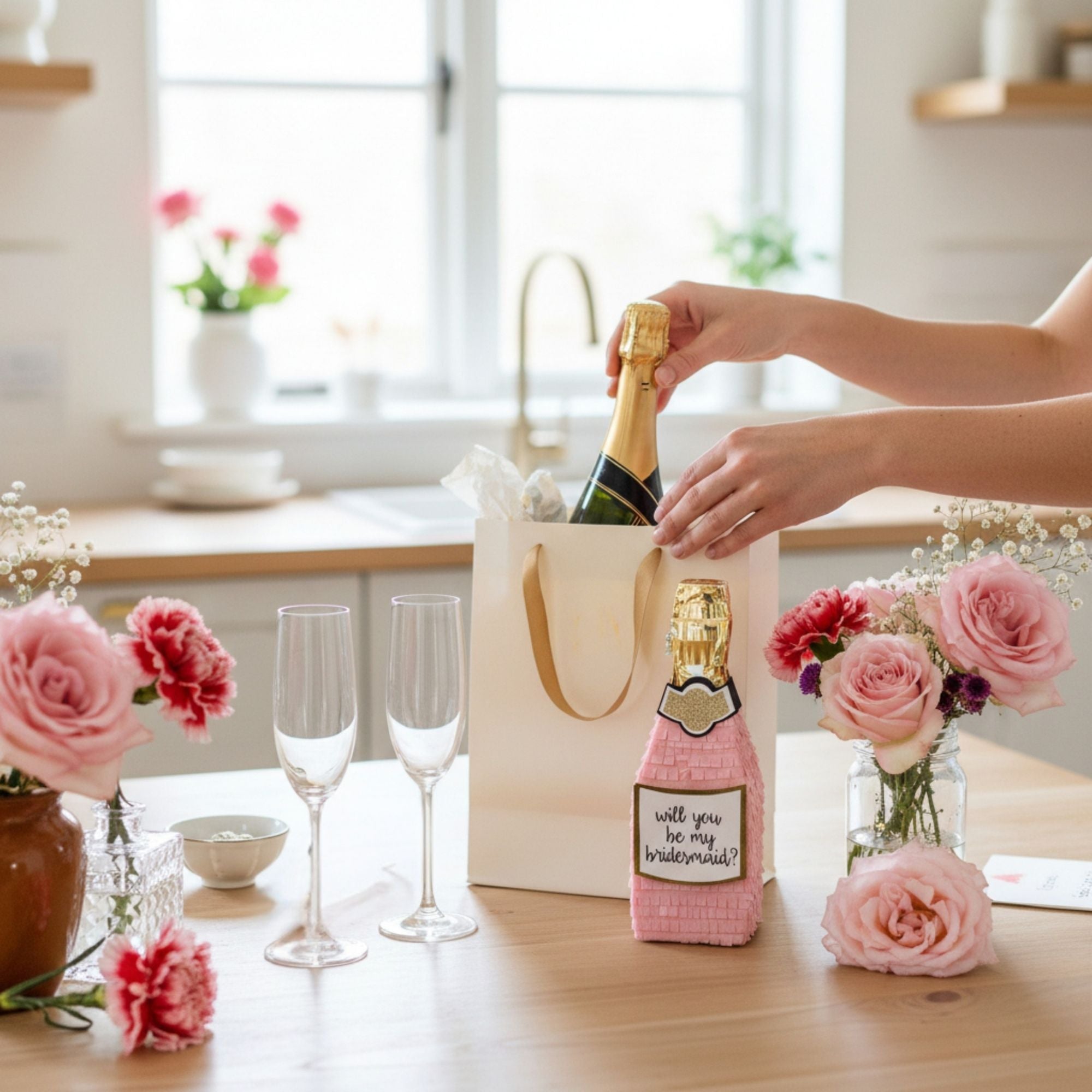 Pink Champagne Bridesmaid Proposal Mini Piñata Gift Box - Lula Flora