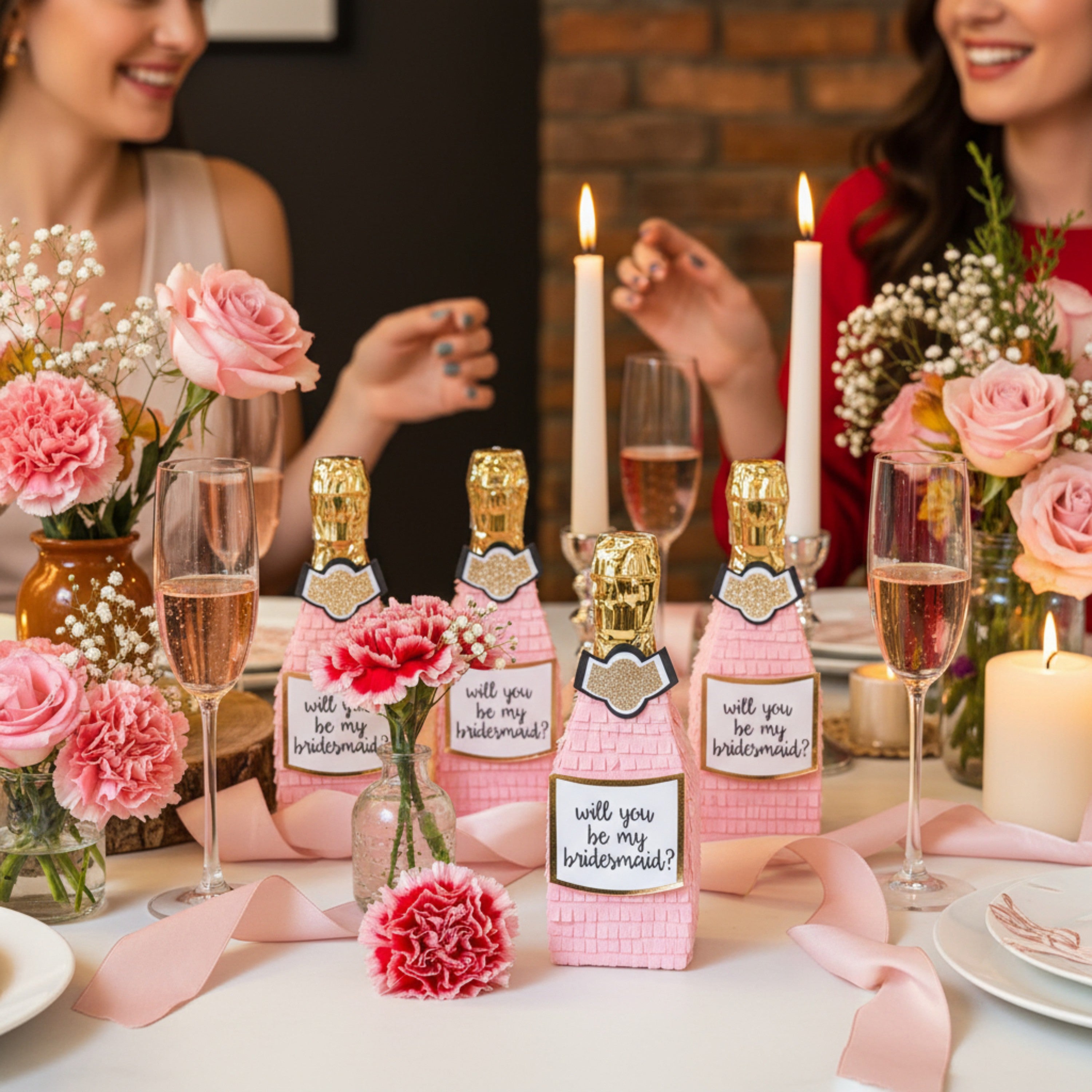 Pink Champagne Bridesmaid Proposal Mini Piñata Gift Box - Lula Flora