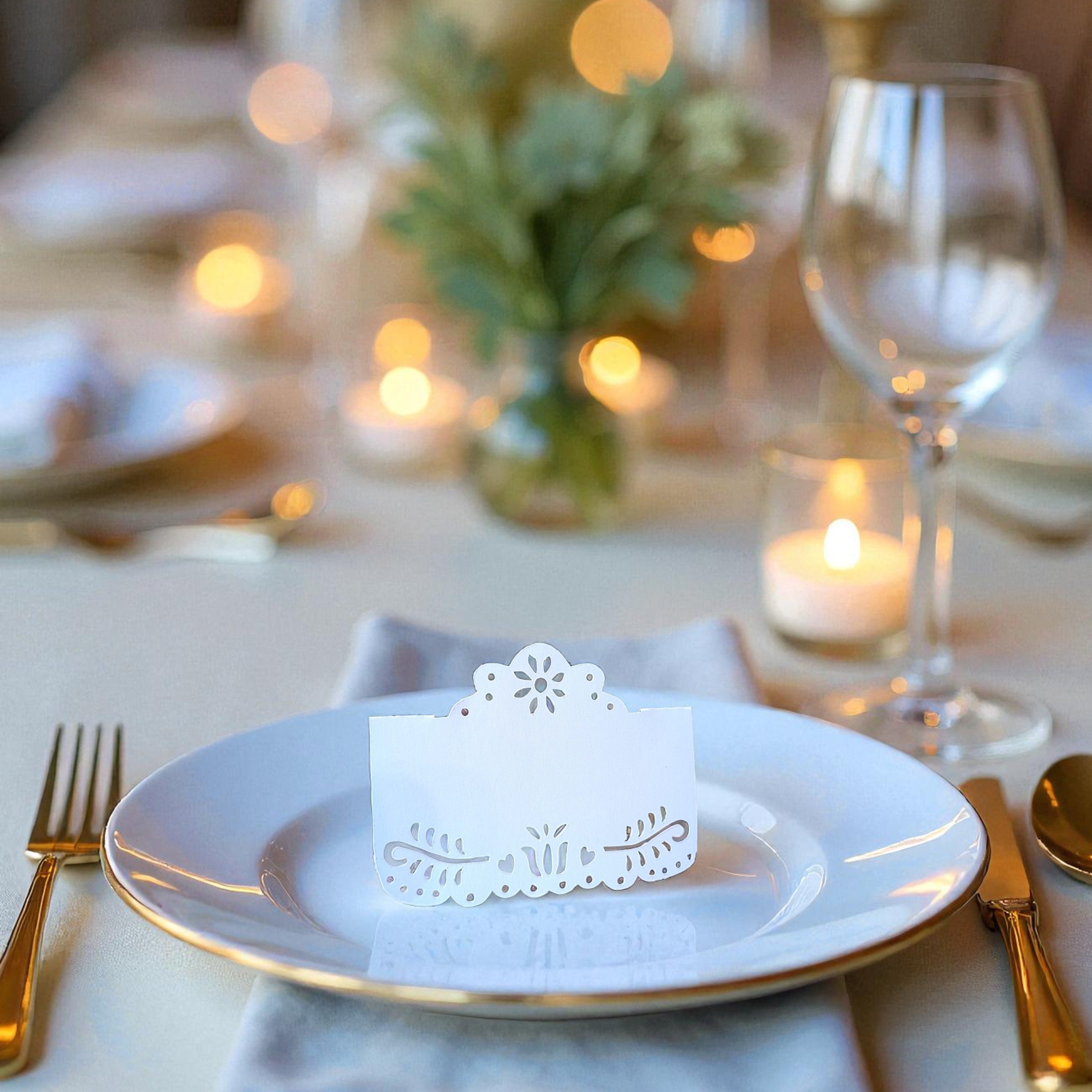 Elegant wedding place cards in custom colors