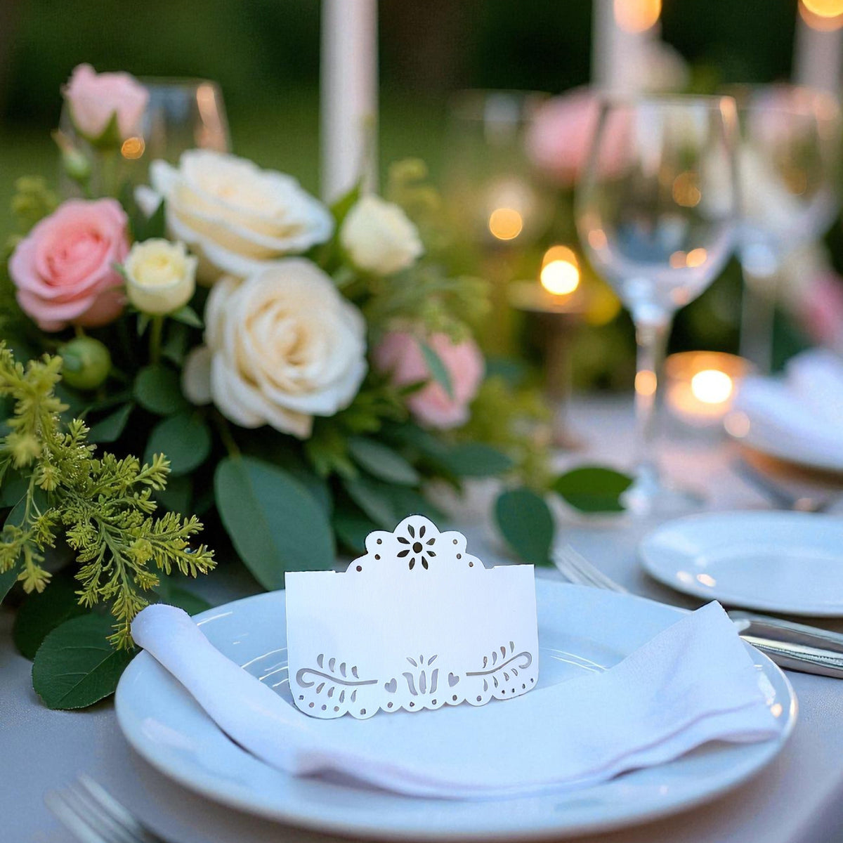 Elegant wedding place cards in custom colors