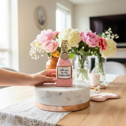 Caja de propuesta de dama de honor en champán rosado