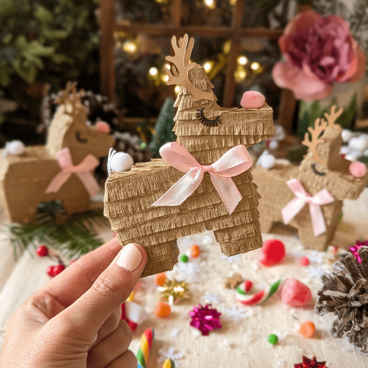 Reindeer Mini Piñata Treat Boxes - Set of 3 - Lula Flora