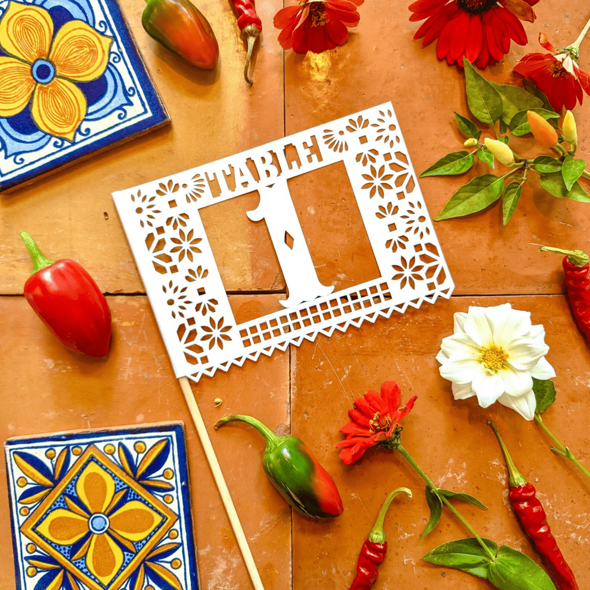 Rustic Spanish Tile Design Table Numbers - Lula Flora