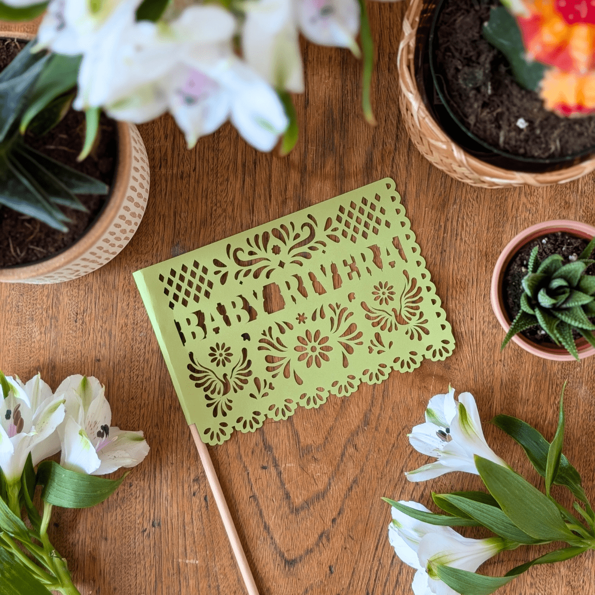 Sage Green Cielito Lindo Baby Shower Flags - Lula Flora