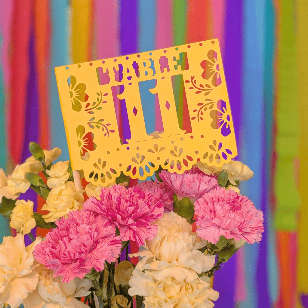 Talavera tile table number flags in custom colors