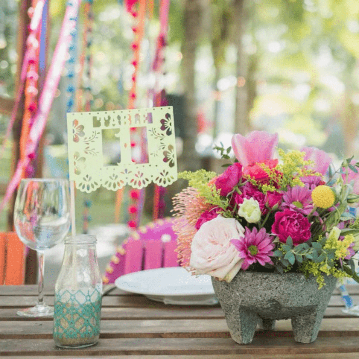 Talavera Tile Table Number Flags - Lula Flora