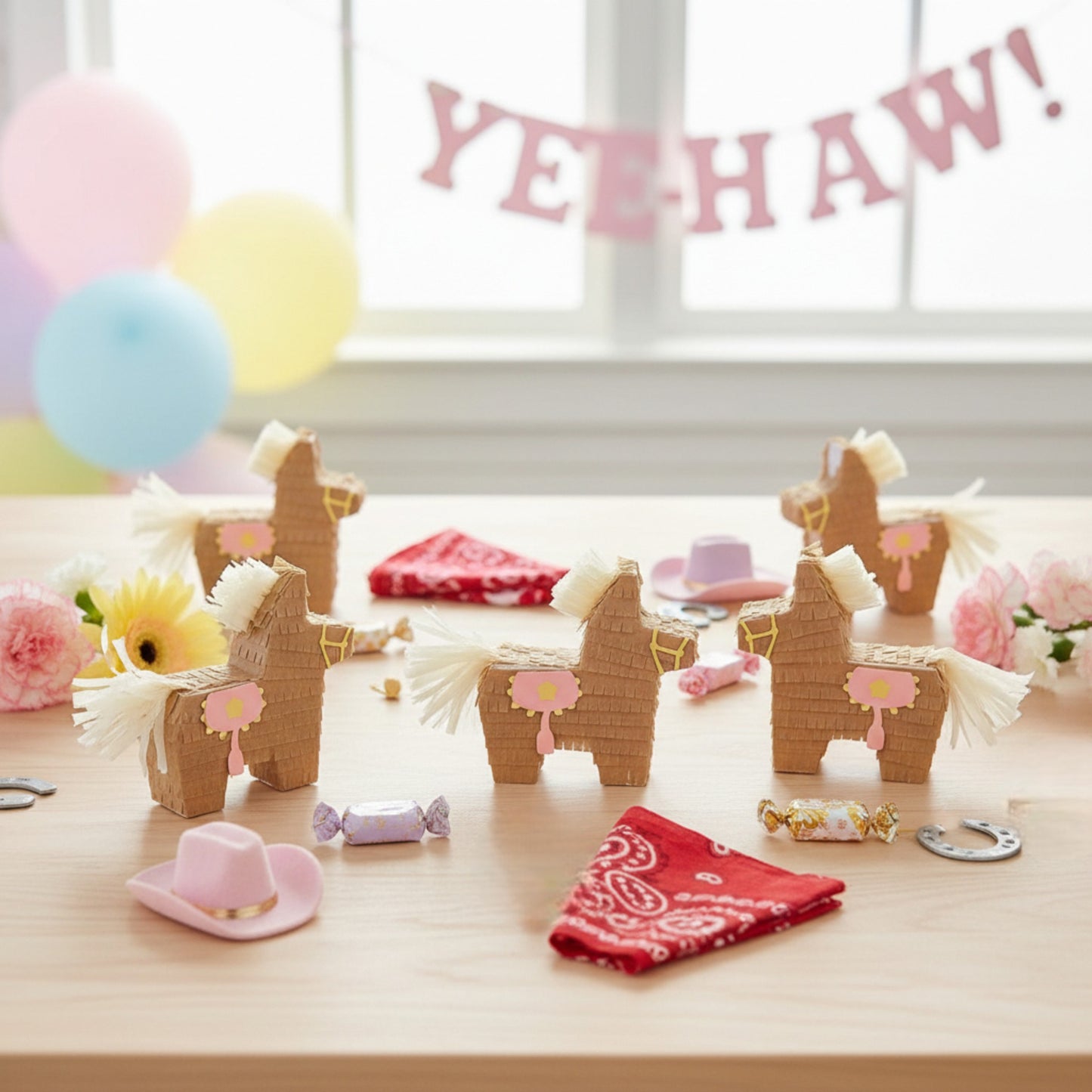 Mini piñatas chevaux - Beige | Lot de 3