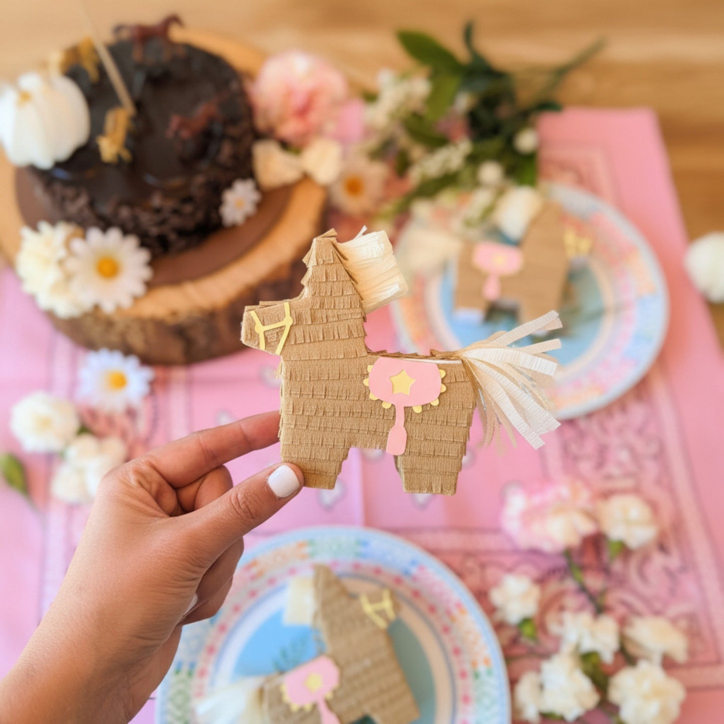 Mini piñatas chevaux - Beige | Lot de 3