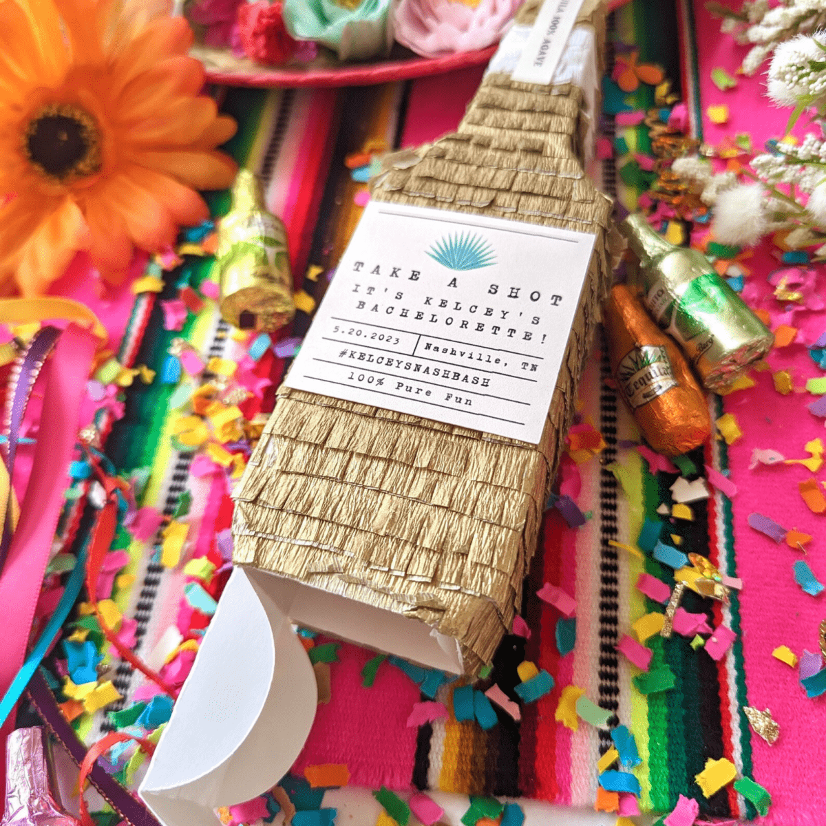 Tequila Piñata Bridesmaid Proposal Box - Gold - Lula Flora