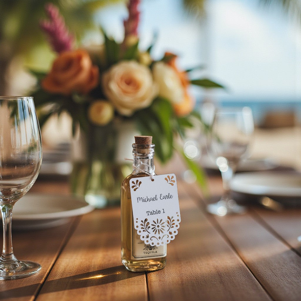 Personalized wedding favor tags with custom cardstock colors