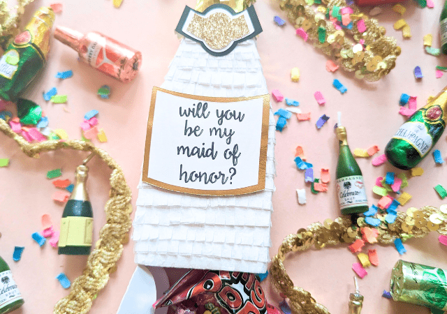 White Champagne Bridesmaid Proposal Mini Piñata Gift Box - Lula Flora