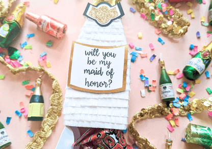 White Champagne Bridesmaid Proposal Gift Box - Lula Flora