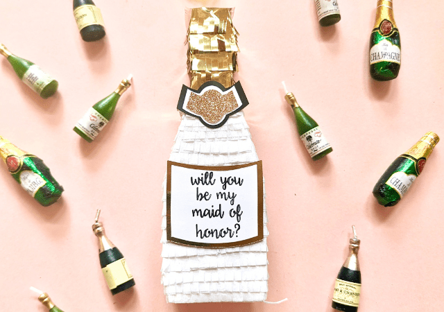 White Champagne Bridesmaid Proposal Mini Piñata Gift Box - Lula Flora