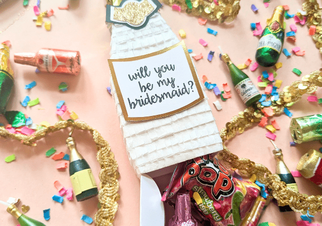 White Champagne Bridesmaid Proposal Mini Piñata Gift Box - Lula Flora