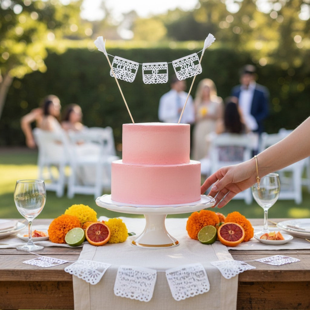 Personalized Fiesta Graduation Papel Picado Cake Topper