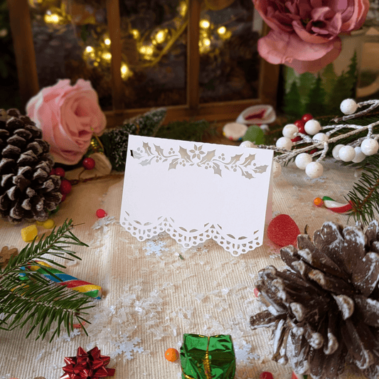 Winter Wedding Holiday Place Cards (12) - Lula Flora